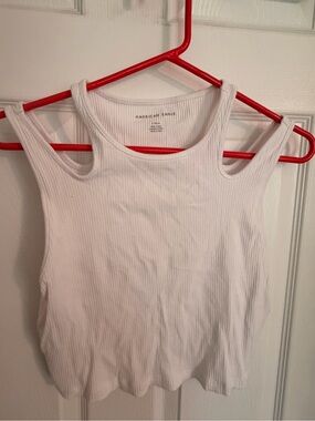 American Eagle Outfitters White Ribbed Cutout Tank